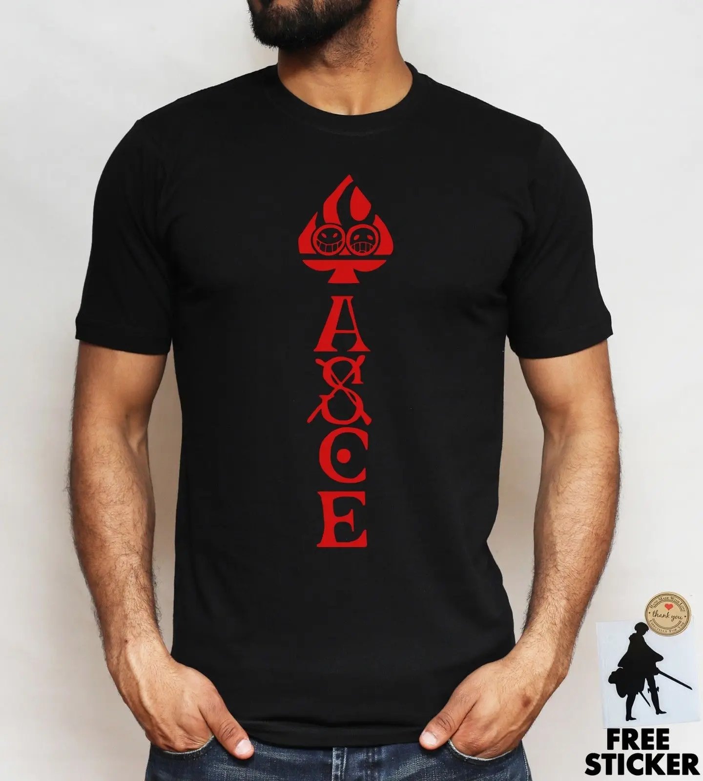 Цельнокроеная футболка Ace Logo Луффи белая борода пираты аниме Манга подарок Топ