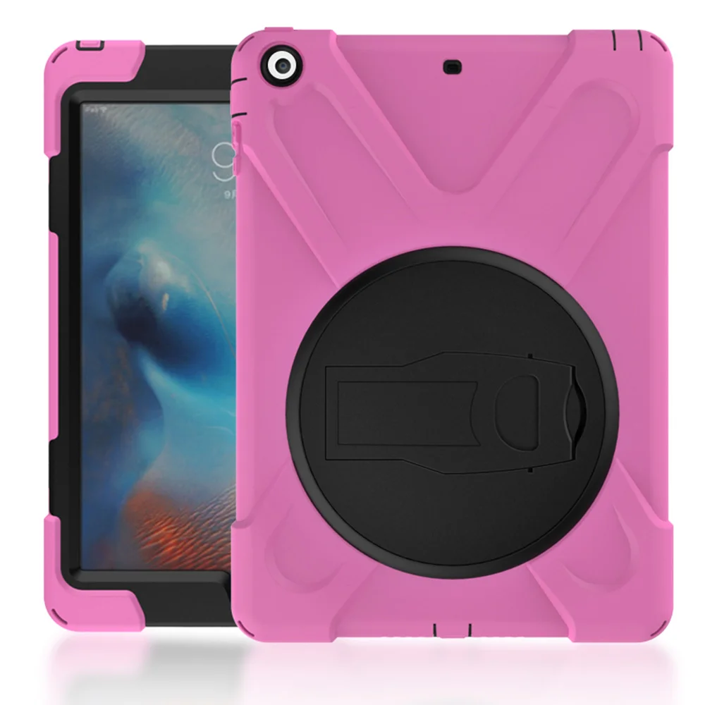 Кремния + PC Kickstand принципиально для iPad 6 Air 2 Броня чехол противоударный высокое Duty