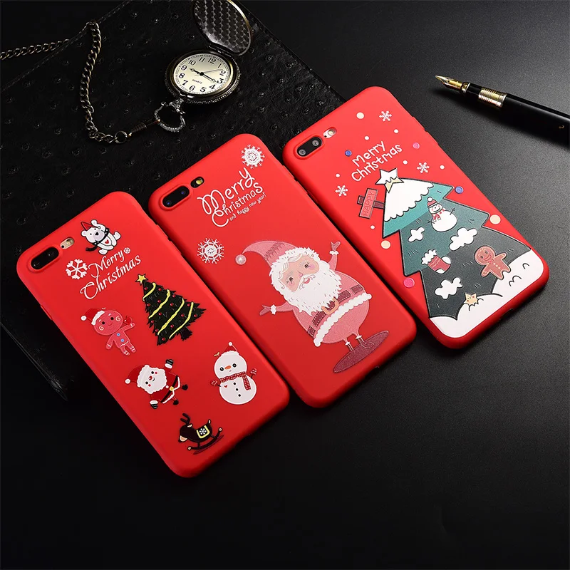 3D мультфильм ТПУ чехол для телефона iPhone 6 s 6s 7 8 Plus X Санта Клаус Рождество мягкий 11
