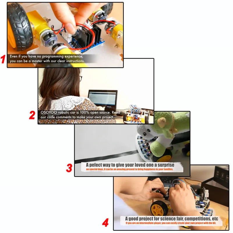 DIY Мини умный робот автомобиль 4WD обучения стартовый набор для Arduino образования