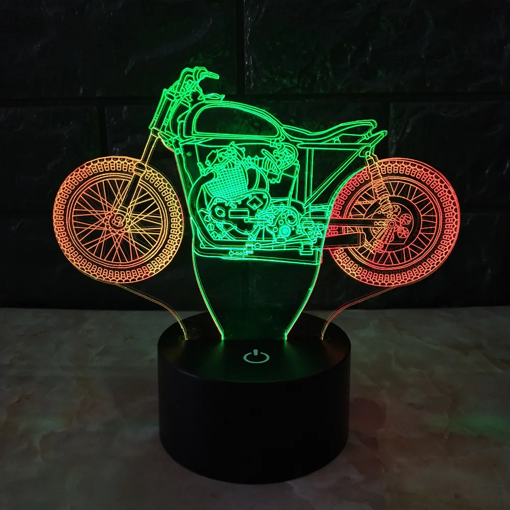 Amroe 3D Luminaria мотоцикл смешанный цвет светодиодный ночник сенсорный RGB 7 цветов