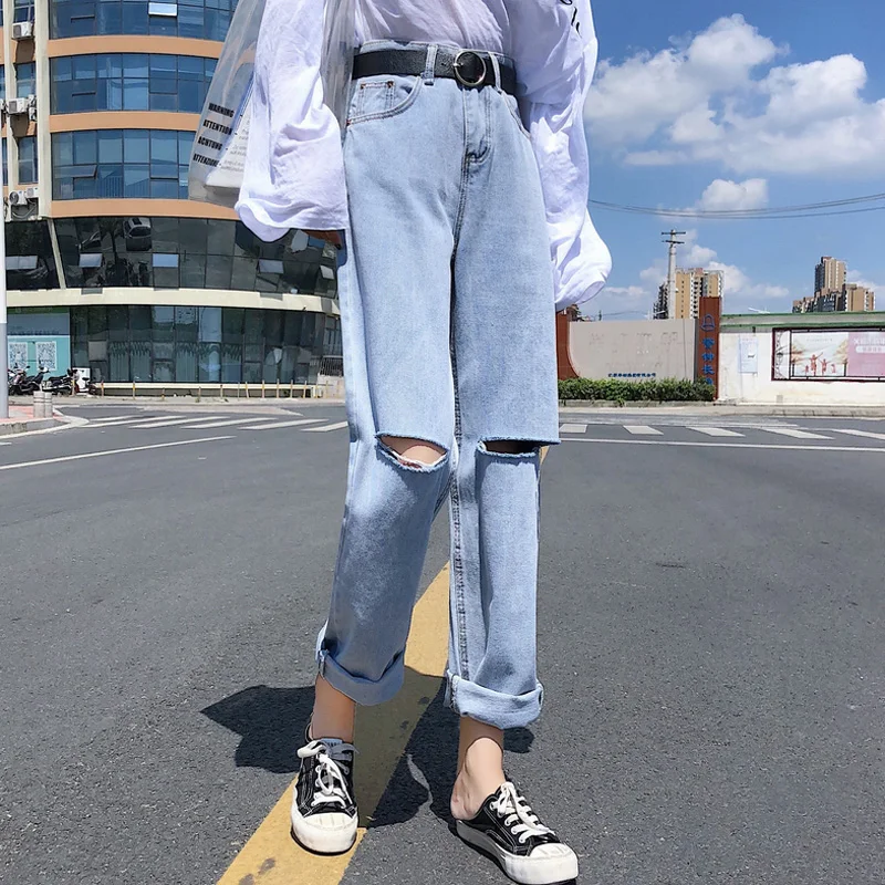 Mihoshop Ulzzang Корейская женская модная одежда Высокая талия опрятный отверстие