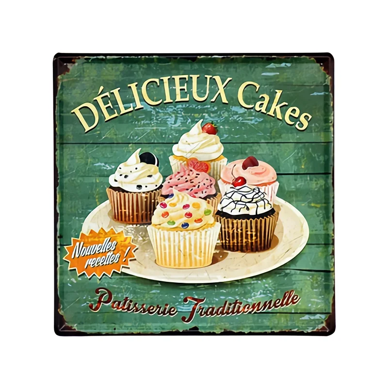 30x30 см Delicieux торты металлические вывески для паба декоративная доска бара мини