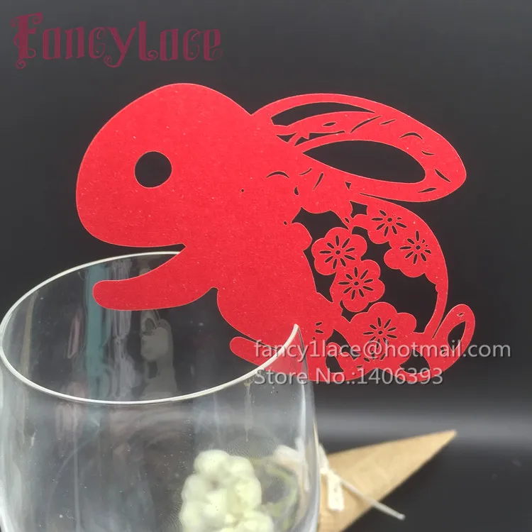 60 шт. лазерная резка милый кролик дизайн бокалы для вина карты Подарочная карта