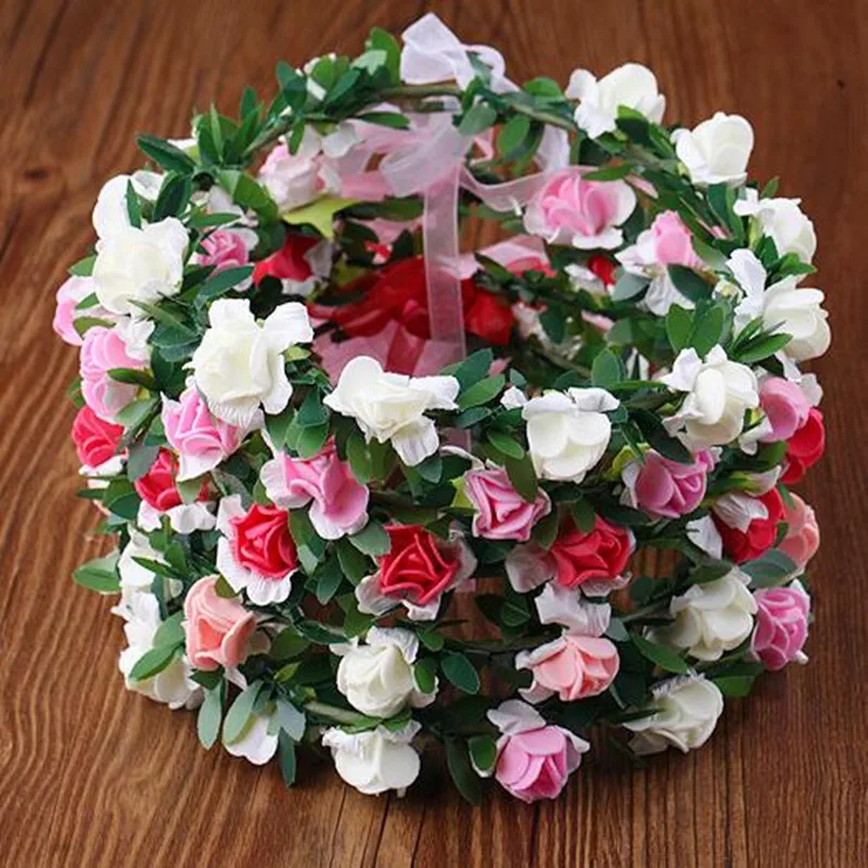

New Leaves Flower Headband Women Girls Floral Garland Hairband Bridal Headwear Halloween Party Favor Gift Wedding
