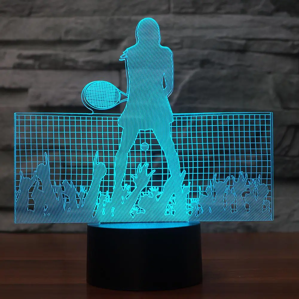 3D светодиодный теннисисткой настольная лампа USB визуальный Luminaria прикроватная