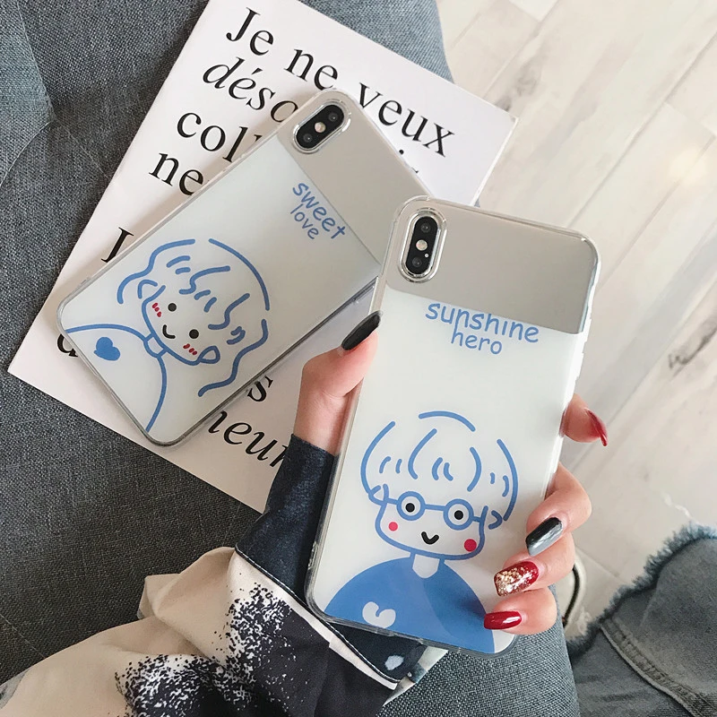 Cute Girl&Boy Couple Cartoon Phone Case For Iphone 6 7 8 S Plus X XR XS XSMAX Apple Accessoreis Soft Silicone Protective Cover |