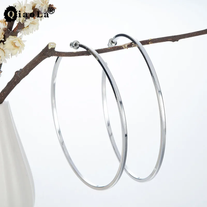 Женские серьги-кольца 75 мм большие круглые 1 пара подарочные украшения в стиле