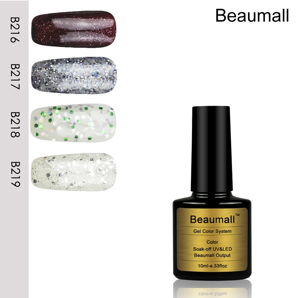 Beaumall ногтей художественные блестки Гелевые аккумуляторы серии Цвета #216 ~ 219 10 мл