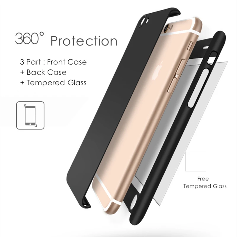 GURIOO 360 градусов полный защитный чехол для Apple iPhone 5 5S SE 6 S 7 Plus телефонные сумки PC