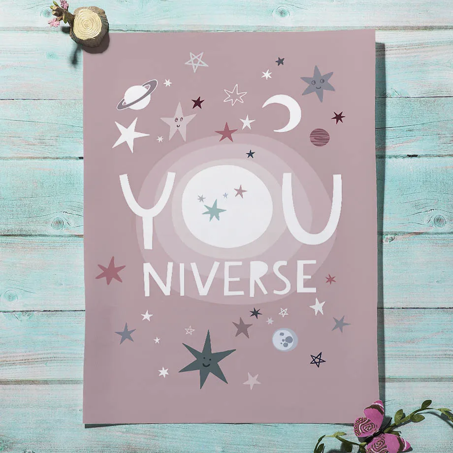 Мультяшная Луна Звезда растение животное настенная живопись садик холст плакаты