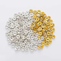 50 piece 2 color flat side rhinestone rondelle round spacer beads jewelry making accessories findings 4 12mm