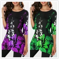 new 2019 spring summer t shir tops women sexy casual tees print slim o neck t shirts womens clothing flower large size t shirt