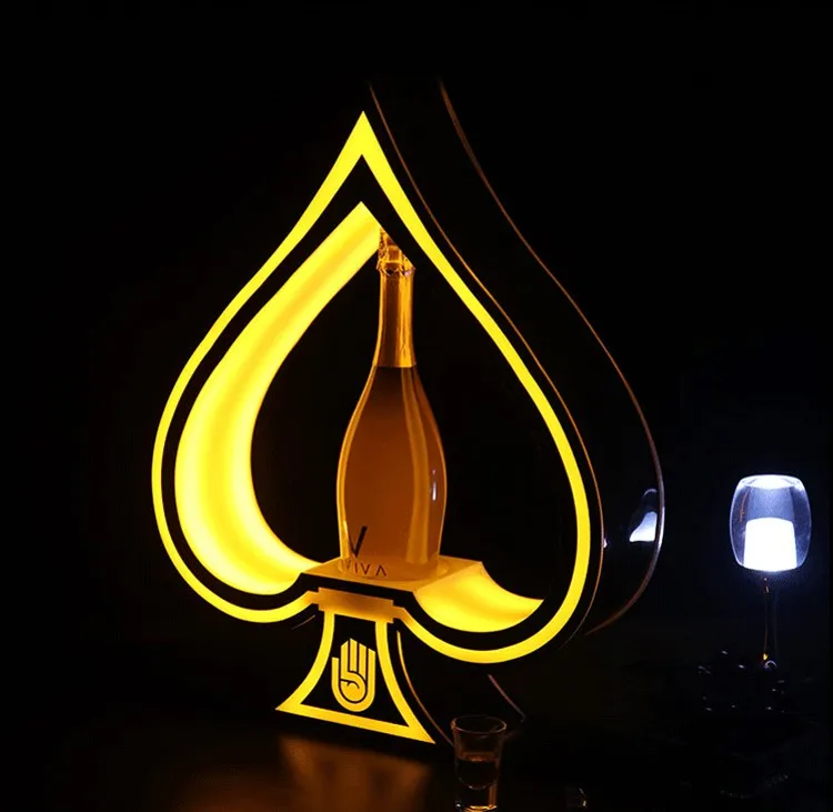 

New LED Poker Cards shape Luminous Beer Wine Bottle Holder Glowing Champagne Cocktail Drinkware Holder for bar disco party decor