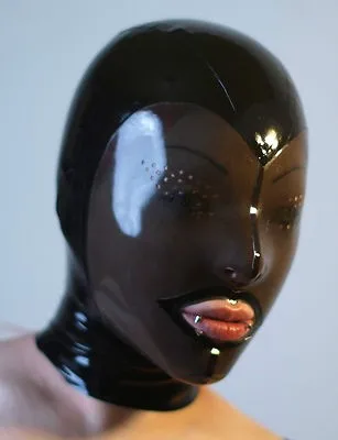 

Latex Fetish Hood With Back Zip Latex Mask Open Mouth S-L-Size available 0.4mm Thickness