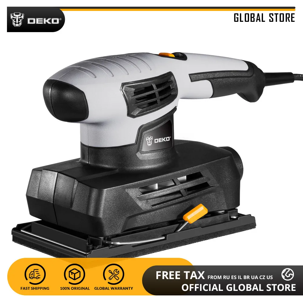 DEKO QD6520B 230 в лист шлифовальный станок с 15 шт наждачной бумагой и выхлопом пыли 160 Вт Электроинструмент домашний DIY Триммер электрический шлифовальный станок