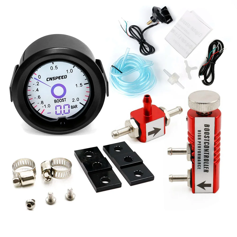red Controller 2 дюйма/52 мм турбо Boost Gauge жидкий кристалл 7 цветов виртуальный дисплей со стрелкой турбо Настольный бар с регулируемым контроллером комплект - Цвет: red Controller