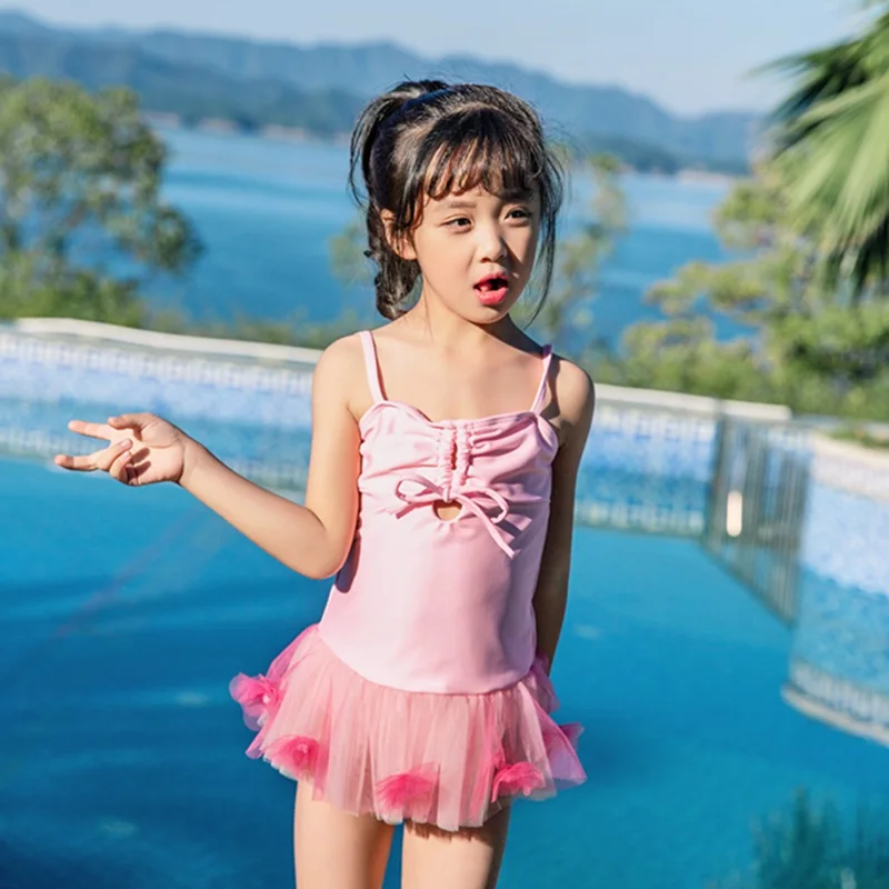 Одежда для купания девочек Милый детский купальник с шапочкой плавания Пляжная