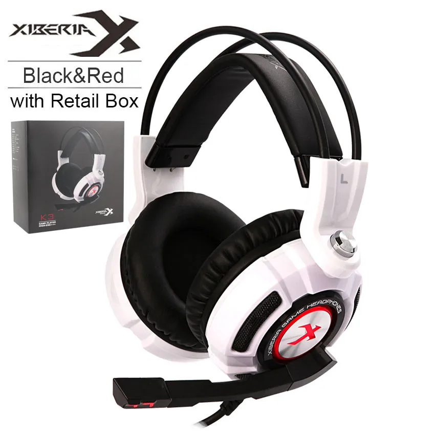 Red with Retail Box XIBERIA K3 PC USB игровая гарнитура с микрофоном светодиодный светильник Virtual 7,1 объемный звук стерео бас наушники+ Проводная USB игровая мышь - Цвет: Red with Retail Box