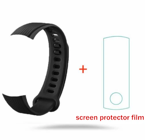 Сменный ремешок силиконовый браслет для huawei Honor Band 3 браслет умные часы - Цвет: black add fiilm