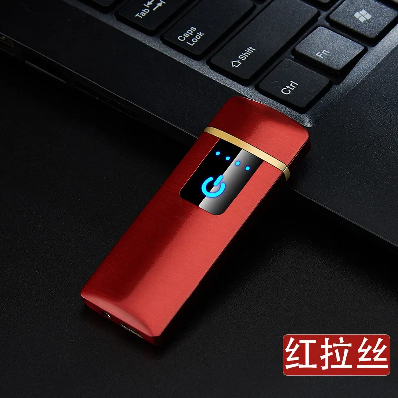 Фото USB зарядка Электронная зажигалка тонкая мини-зажигалка LED сенсорный сенсор USB зарядка Электронная зажигалка тонкая мини-зажигалка LED сенсорный сенсор