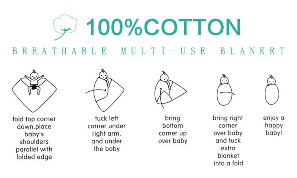 Детские 100% хлопок Одеяло повязка Дети многоцелевой посылку ткань новорожденных
