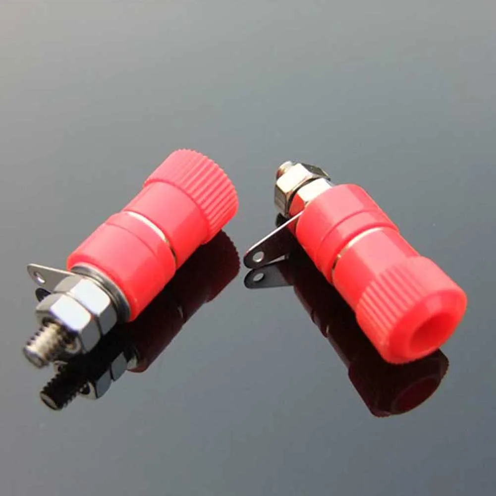 10pcs Terminal Blocks Zinc Alloy ABS 4mm Amplifier Connector Binding Post Banana Plug Jack Mount 5pcs Black + red | Обустройство дома