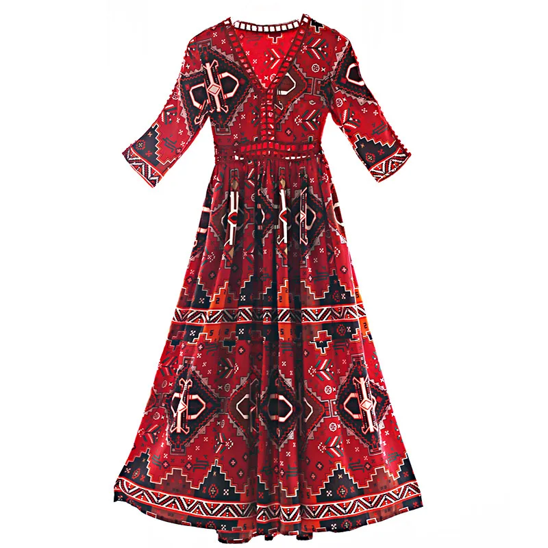 Новинка богемное этническое стильное льняное хлопковое женское весна осень