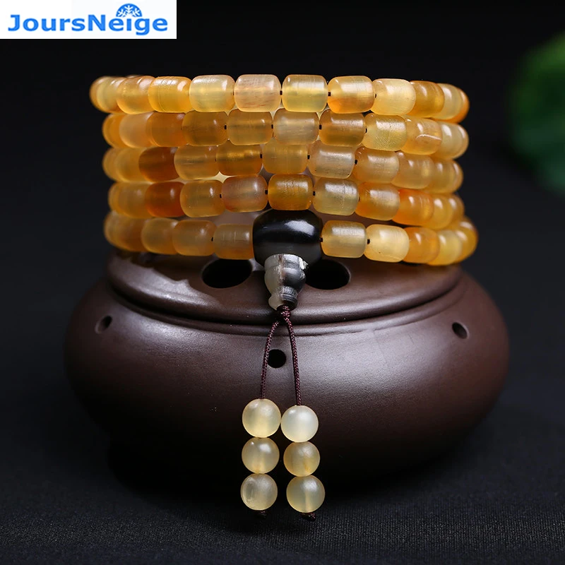 

Wholesale Natural Sheep Claw Bracelet 108 Barrel beads Hand String Lucky for Women Men Gift DIY Rosary Tibetan Style Bracelet