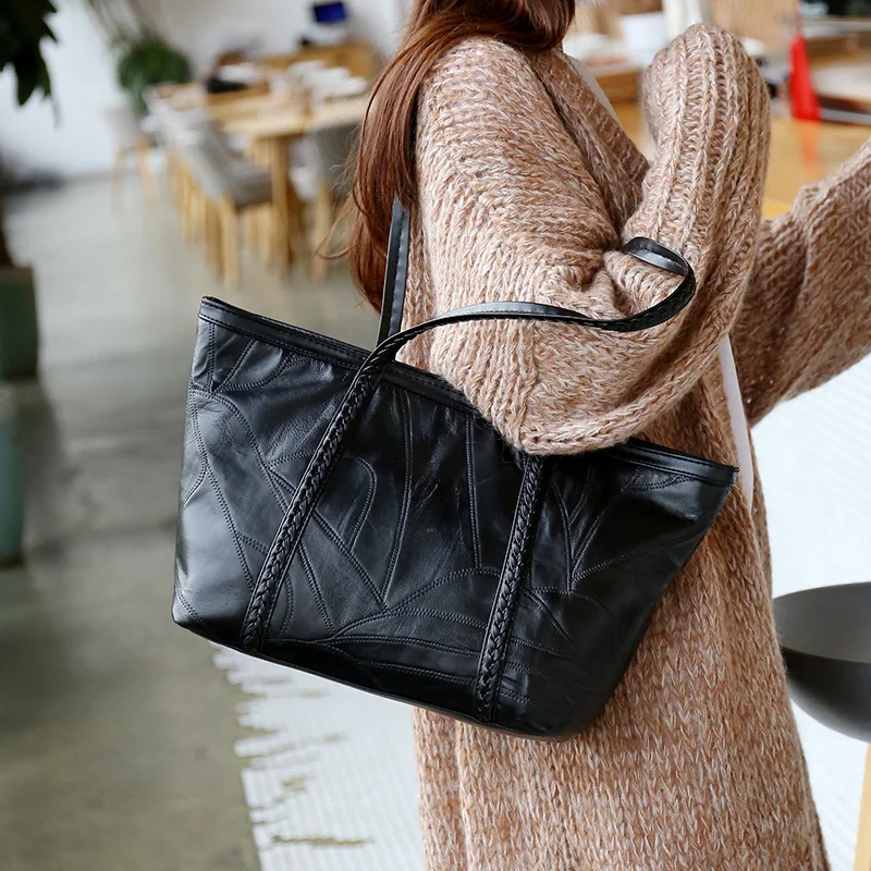 2018 большой мягкий кожаный мешок Для женщин Сумки дамы через плечо для на Женский