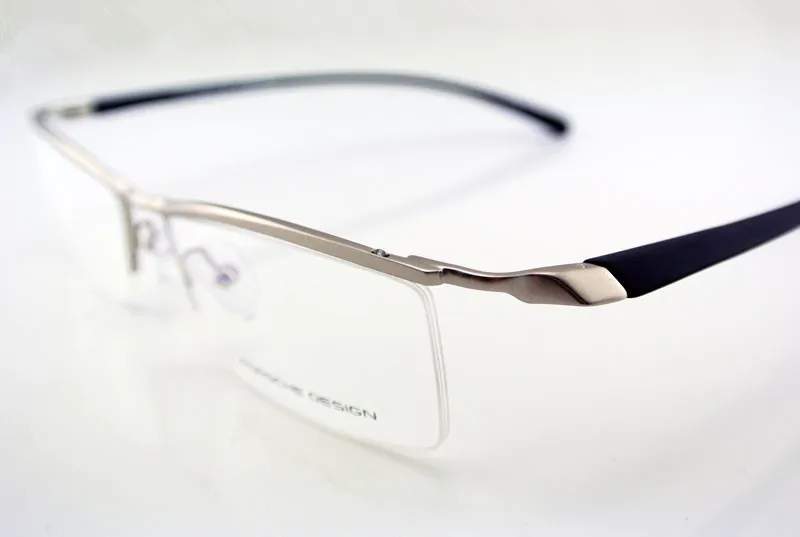 

New TR90 Titanium Men Flexible Half Rimless Eyeglass Frames Silver Glasses Optical Rx able