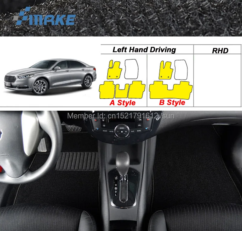 

smRKE For Ford Taurus 2016 Car Floor Mats Carpets Customized Antiskid Hydrophil Fiber Front & Rear Full Set LHD RHD