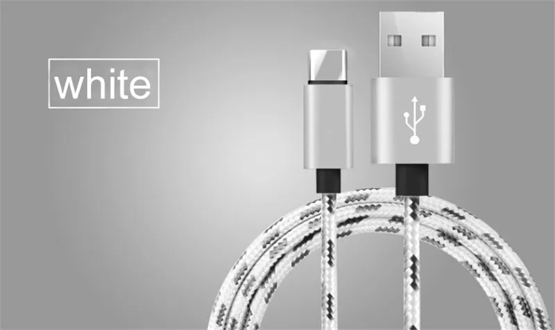 White Плетеный usb-кабель для передачи данных для iPhone X, 8, 7, 6 S Plus, 2A, Micro USB type-C, кабель для быстрой зарядки для samsung Galaxy, Xiaomi, huawei - Цвет: White