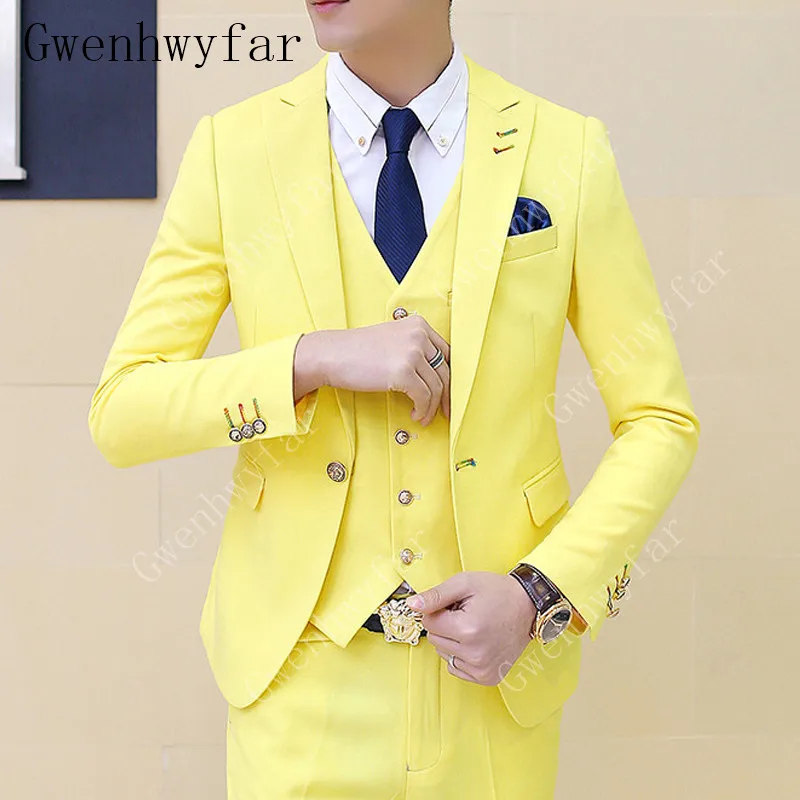 Розовый костюм из 3 предметов мужской брендовый Новый приталенный деловой