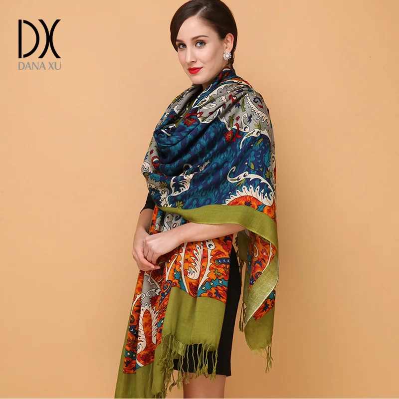 Женский кашемировый шарф теплый толстый шерстяной шарф-накидка из пашмины