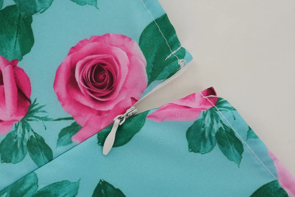Ybenlow Plus Size Summer Beach Dresses 2017 Floral Printing Turquoise Colors Short Sleeve Pockets Empire Women Long Dress Женская