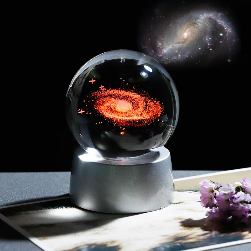 6 см диаметр Глобус галактики миниатюры хрустальный шар 3D лазерная гравировка кварцевый стеклянный шар Сфера украшение дома аксессуары Подарки