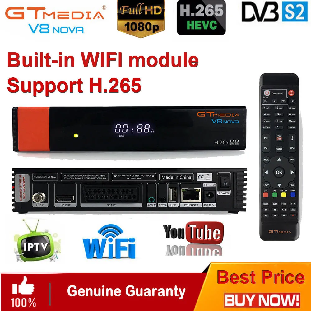 Gtmedia V8 NOVA DVB S2 спутниковый ресивер H.265 встроенный WI FI FTA Freesat V9 Супер полный 1080 P HD