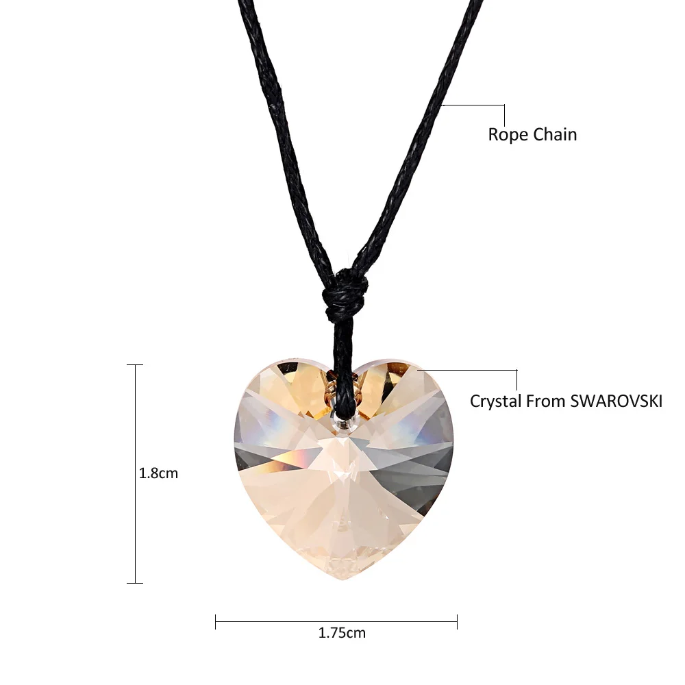 Baffin Сделано с элементами SWAROVSKI кристалл сердце кулон ожерелье с веревкой без застежки на День матери подарок