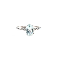 cute simple small ring with natural aquamarine gemstone ring in 925 sterling silver fine jewelry for girls women as gift