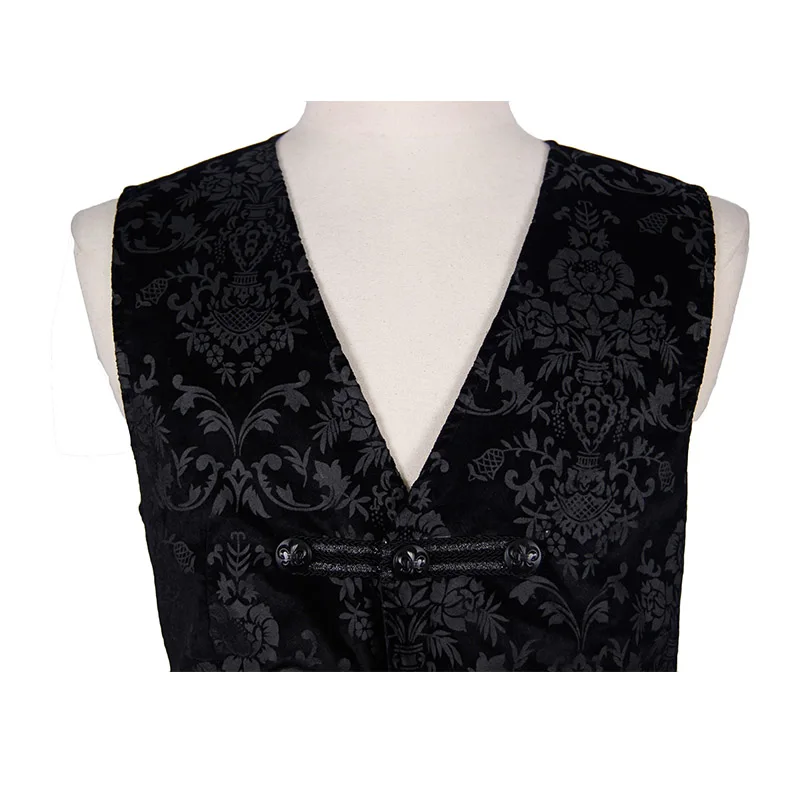 Мужская куртка без рукавов в стиле стимпанк черная готическом двубортный жилет с