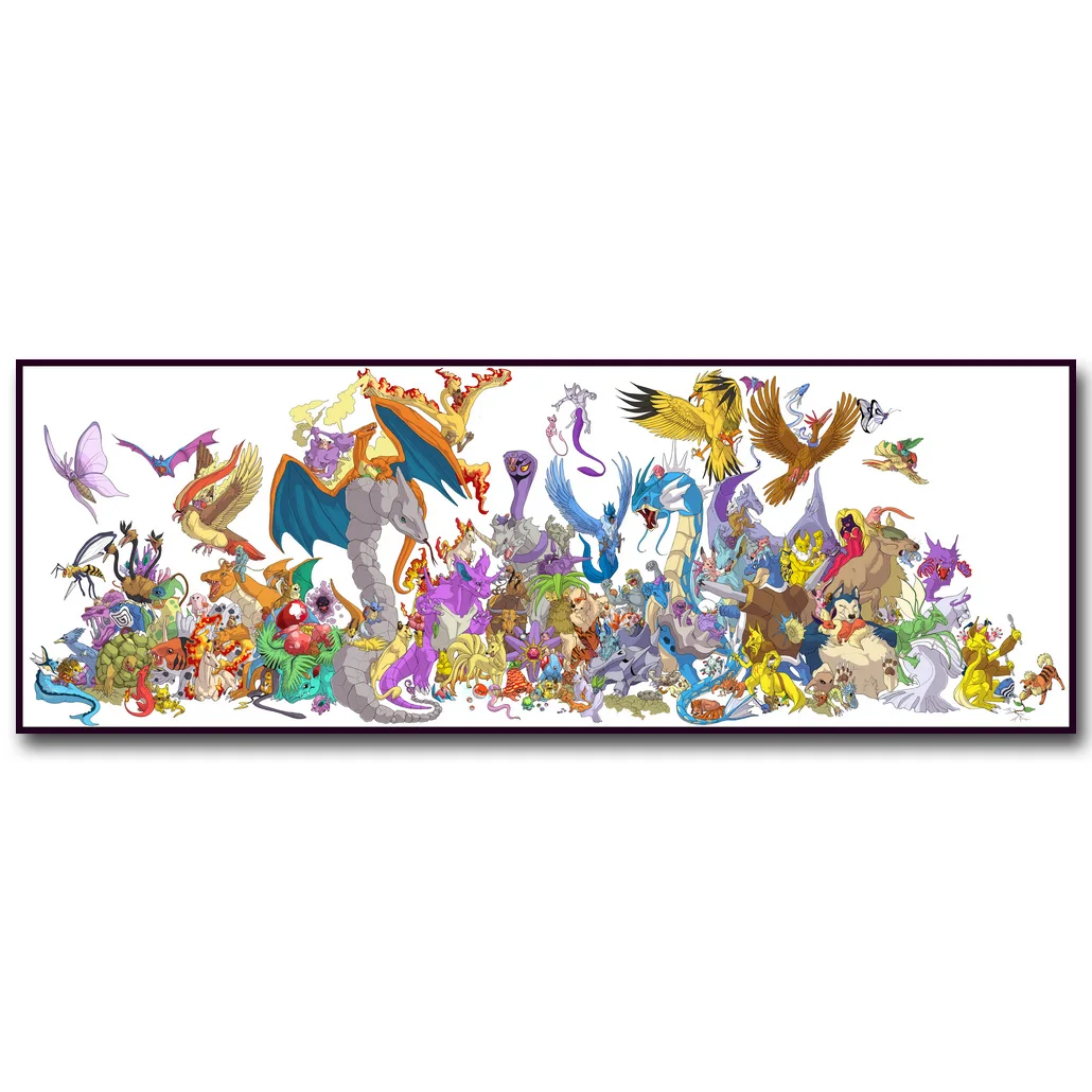 Pokemon XY Все Монстры Искусство Шелковый Плакат 13x36 24x68 дюймов Pocket Monster Аниме Картинка для Гостиная Декор Стены 091
