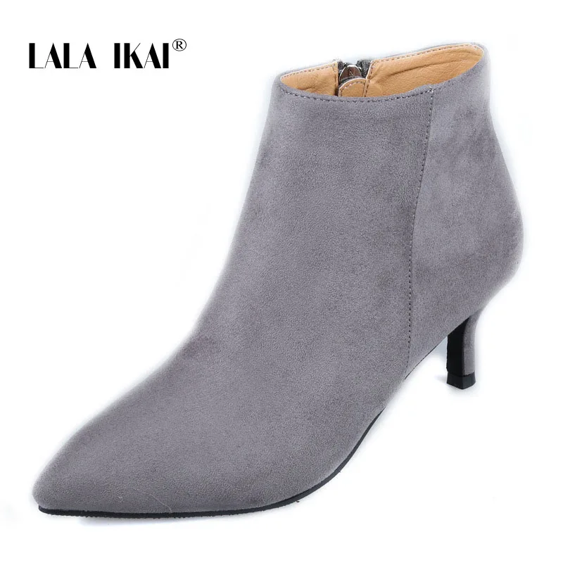 LALA IKAI/Женская обувь на застежке-молнии ботильоны короткие плюшевые ботинки