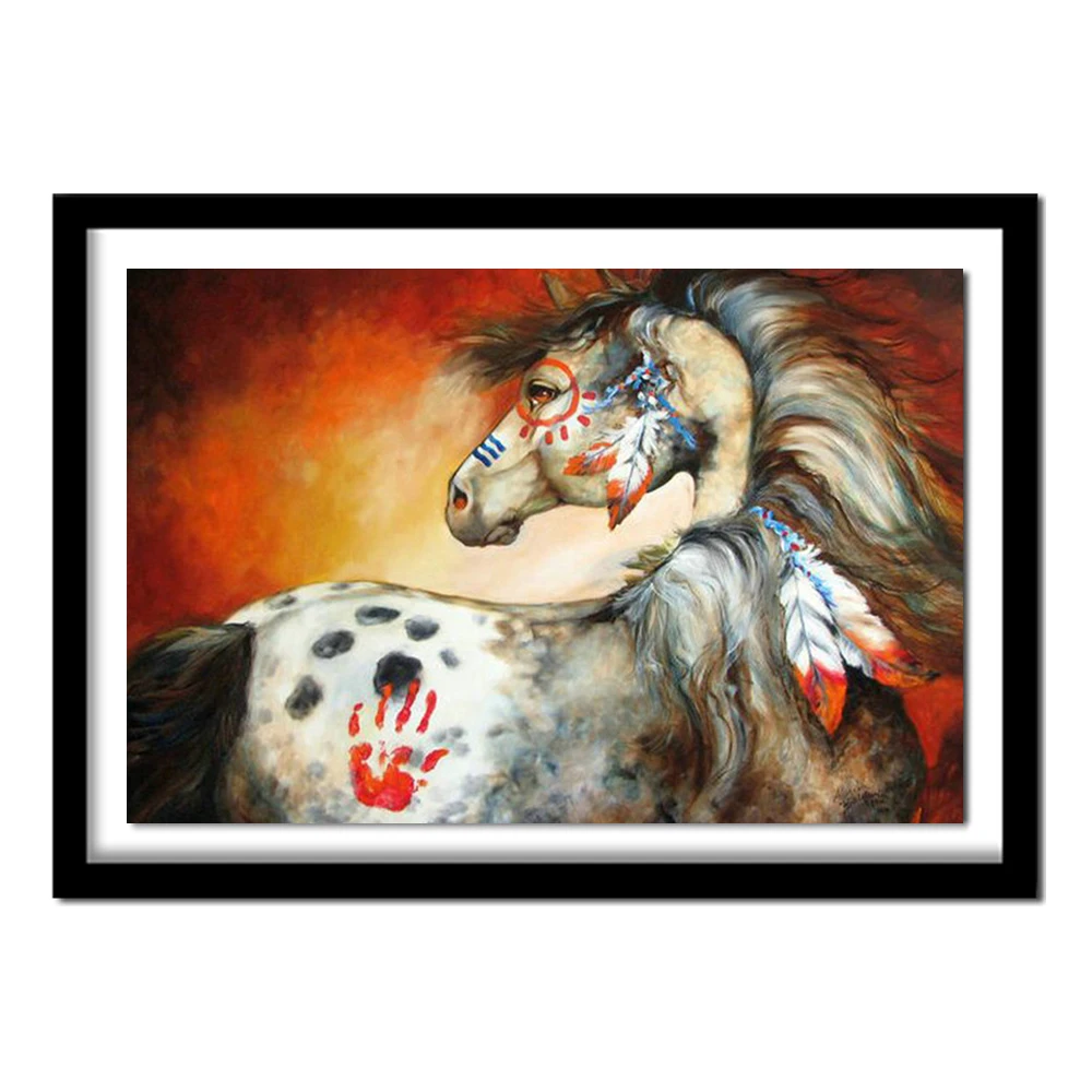 Полный квадратный алмаз вышивка крестиком перья Круглый Алмаз индийские войны