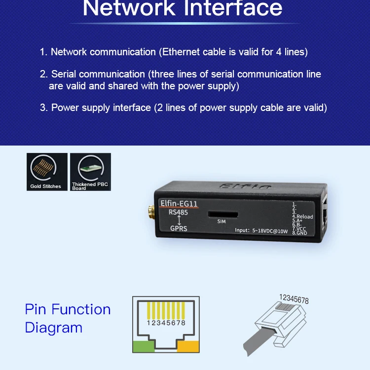 EG11 GPRS последовательный порт сервера к Ethernet RS485 модбустcp последовательный порт(может заменить HF2211