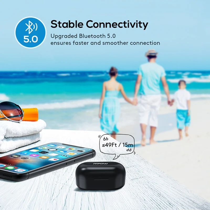 Улучшенные Mpow T6 TWS наушники Bluetooth 5 0 IPX7 водонепроницаемые беспроводные с