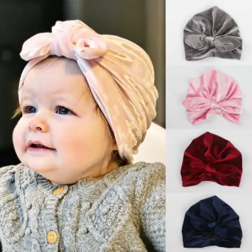 Pudcoco New Toddler Velvet Hat Kid Girls Baby Turban Knotted Headband Hair Band Accessories Headwear Winter Warm Soft Cap | Мать и