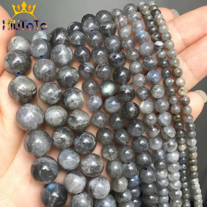 

Natural Grey Labradorite Beads Round Loose Stone Beads For DIY Making Bracelet Necklace Jewelry Charm 15'' PicK Size 6/8/10/12mm
