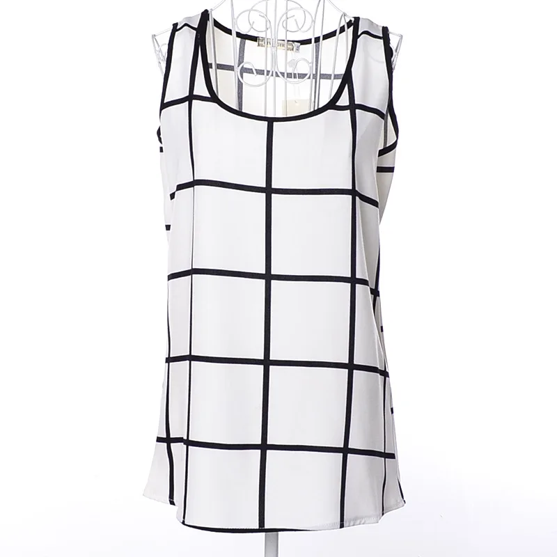 LIVA Plus Size Women Blouses And Shirts 2018 Summer Korean Elegant Sleeveless Plaid Print Shirt Ladies Tops Female Clothing | Женская