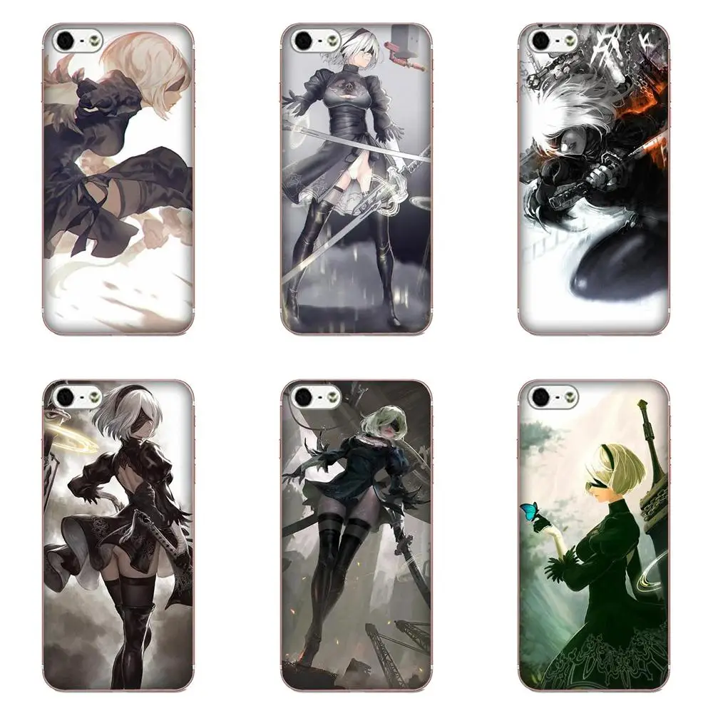 Мягкий ТПУ узор для Apple iPhone 4 4S 5 5C 5S SE 6 6S 7 8 Plus X XS Max XR Yorha NO.2 тип B 2b Nier